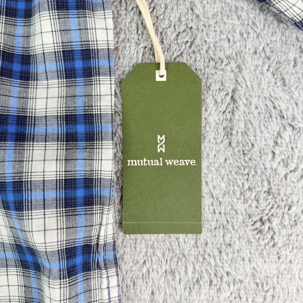 Mutual Weave Blue White Plaid Button Down Shirt Men's Small Cotton NWT - Picture 6 of 8